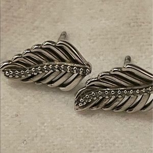 Pandora Sterling silver leaf earrings